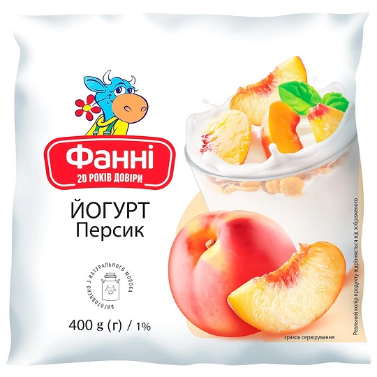 Йогурт питний ФАННІ персик 1%, 400 г